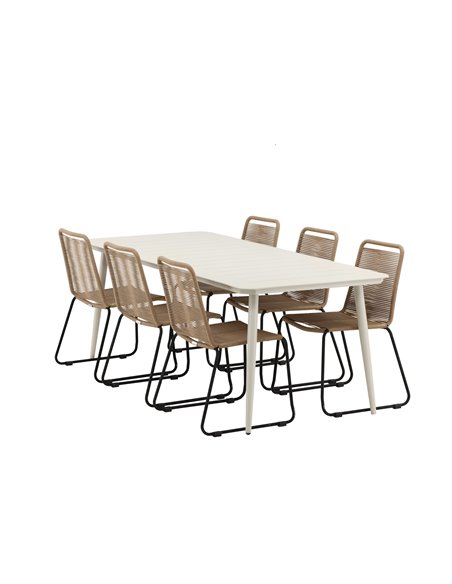 Matgrupp Lina med Lindos matstolar, 200 × 90 cm
