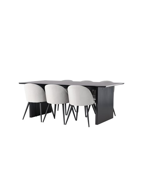 Matgrupp Vail med Velvet matstolar, 200 × 100 cm