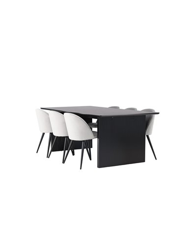 Matgrupp Vail med Velvet matstolar, 200 × 100 cm