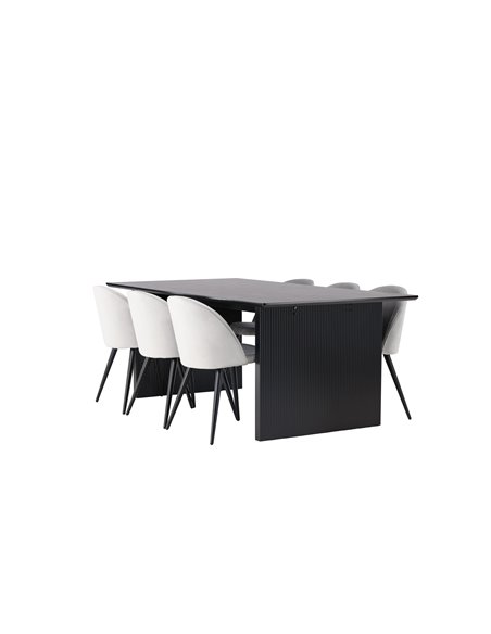 Matgrupp Vail med Velvet matstolar, 200 × 100 cm