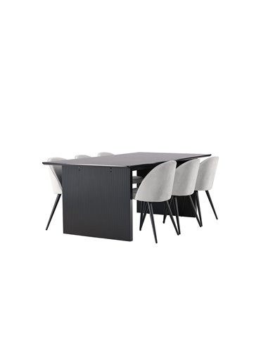 Matgrupp Vail med Velvet matstolar, 200 × 100 cm