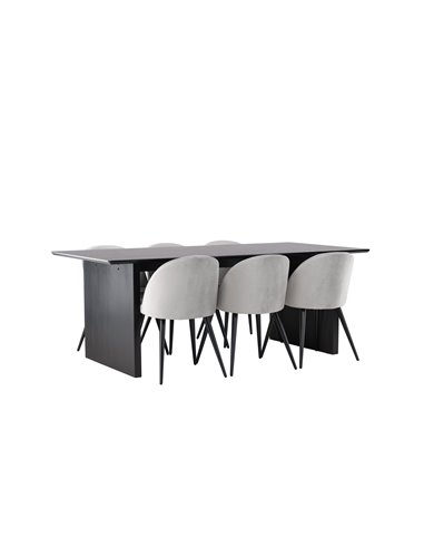 Matgrupp Vail med Velvet matstolar, 200 × 100 cm