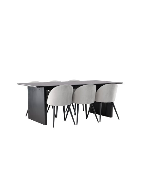 Matgrupp Vail med Velvet matstolar, 200 × 100 cm
