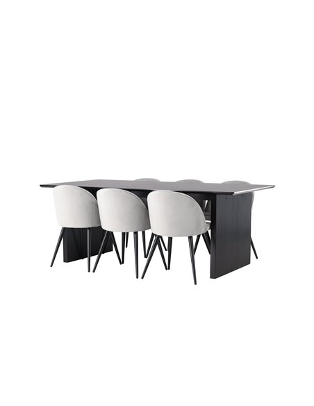 Matgrupp Vail med Velvet matstolar, 200 × 100 cm