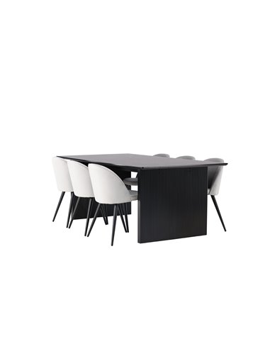 Matgrupp Vail med Velvet matstolar, 200 × 100 cm
