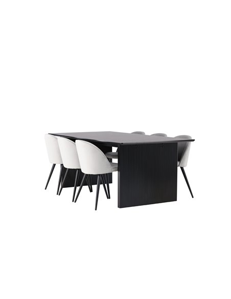 Matgrupp Vail med Velvet matstolar, 200 × 100 cm