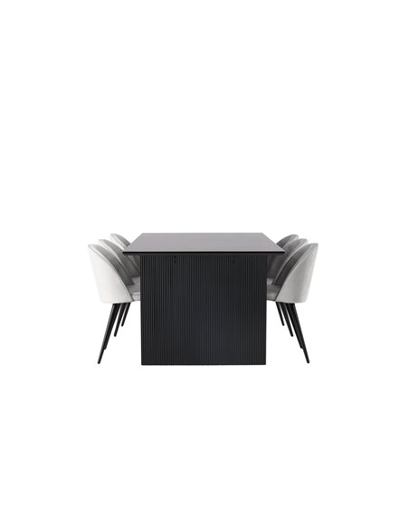 Matgrupp Vail med Velvet matstolar, 200 × 100 cm
