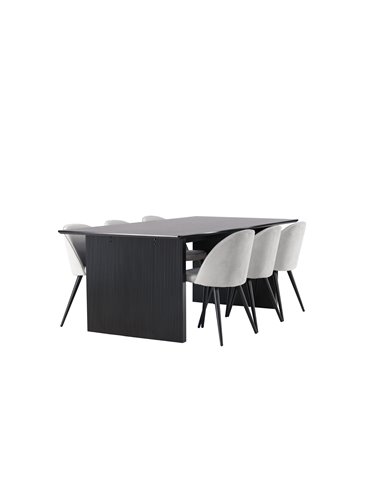 Matgrupp Vail med Velvet matstolar, 200 × 100 cm