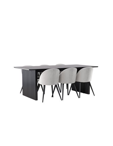 Matgrupp Vail med Velvet matstolar, 200 × 100 cm