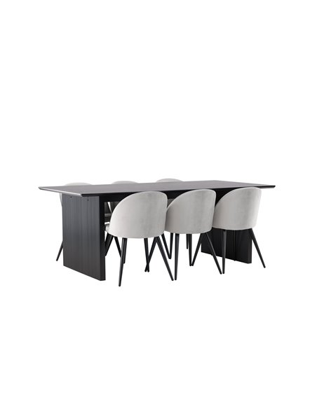 Matgrupp Vail med Velvet matstolar, 200 × 100 cm