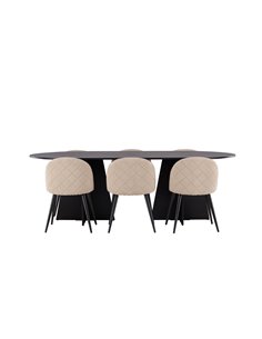 Matgrupp Bootcut med Velvet matstolar, 230 × 115 cm