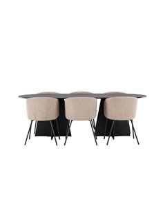 Matgrupp Bootcut med Berit matstolar, 230 × 115 cm