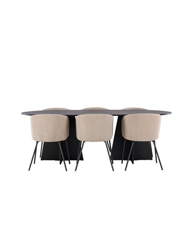 Matgrupp Bootcut med Berit matstolar, 230 × 115 cm