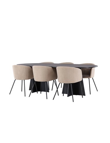 Matgrupp Bootcut med Berit matstolar, 230 × 115 cm
