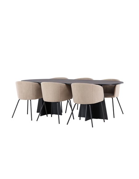 Matgrupp Bootcut med Berit matstolar, 230 × 115 cm