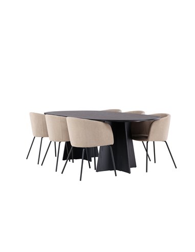Matgrupp Bootcut med Berit matstolar, 230 × 115 cm