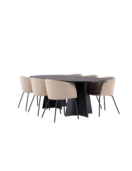 Matgrupp Bootcut med Berit matstolar, 230 × 115 cm