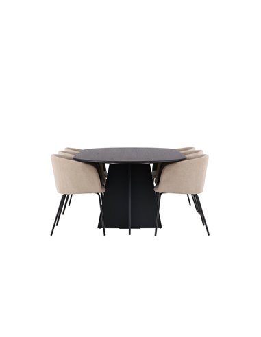 Matgrupp Bootcut med Berit matstolar, 230 × 115 cm