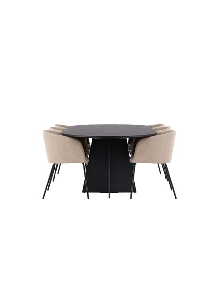 Matgrupp Bootcut med Berit matstolar, 230 × 115 cm