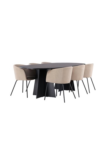 Matgrupp Bootcut med Berit matstolar, 230 × 115 cm