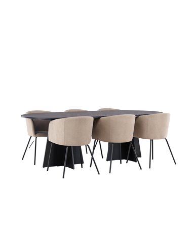 Matgrupp Bootcut med Berit matstolar, 230 × 115 cm