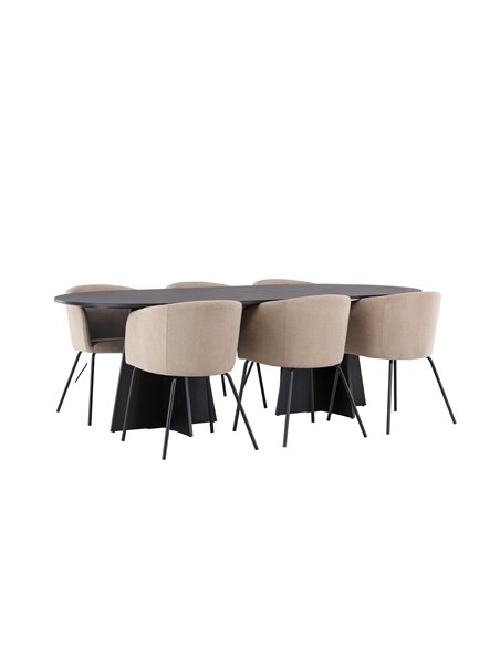 Matgrupp Bootcut med Berit matstolar, 230 × 115 cm