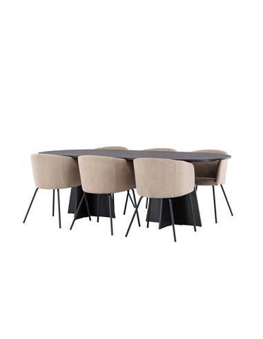 Matgrupp Bootcut med Berit matstolar, 230 × 115 cm