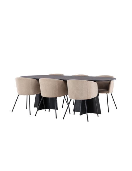 Matgrupp Bootcut med Berit matstolar, 230 × 115 cm
