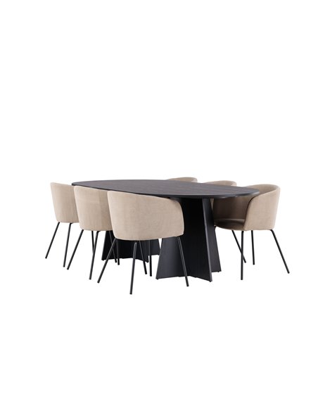 Matgrupp Bootcut med Berit matstolar, 230 × 115 cm
