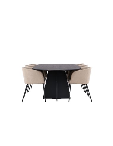 Matgrupp Bootcut med Berit matstolar, 230 × 115 cm