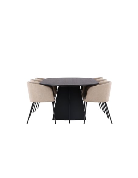 Matgrupp Bootcut med Berit matstolar, 230 × 115 cm