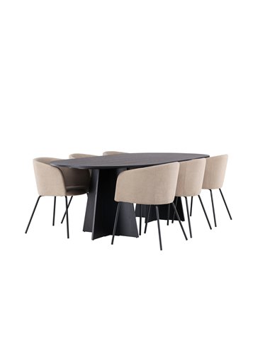 Matgrupp Bootcut med Berit matstolar, 230 × 115 cm