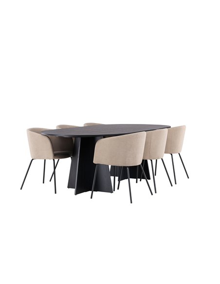 Matgrupp Bootcut med Berit matstolar, 230 × 115 cm