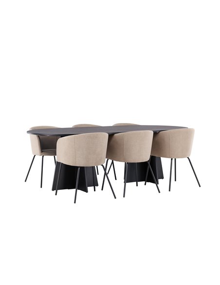 Matgrupp Bootcut med Berit matstolar, 230 × 115 cm