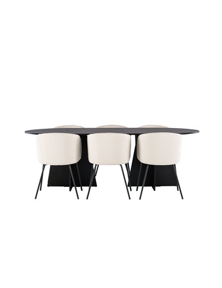 Matgrupp Bootcut med Berit matstolar, 230 × 115 cm