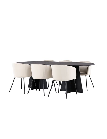 Matgrupp Bootcut med Berit matstolar, 230 × 115 cm