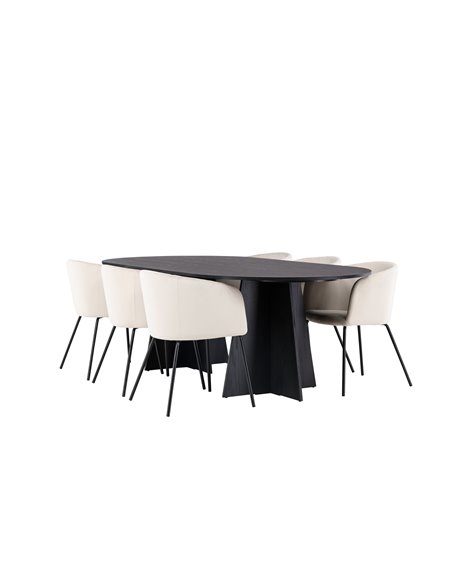Matgrupp Bootcut med Berit matstolar, 230 × 115 cm
