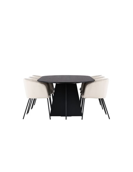 Matgrupp Bootcut med Berit matstolar, 230 × 115 cm