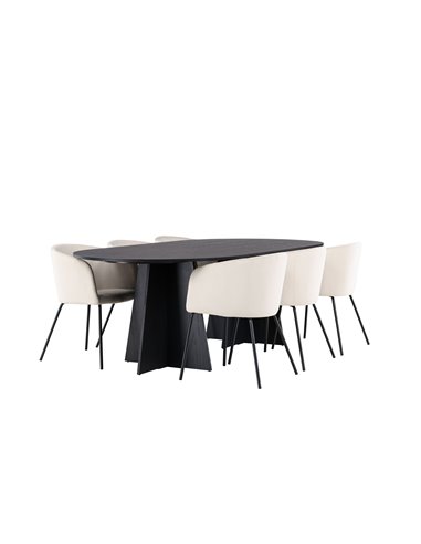 Matgrupp Bootcut med Berit matstolar, 230 × 115 cm
