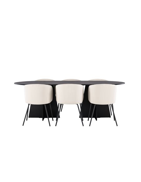 Matgrupp Bootcut med Berit matstolar, 230 × 115 cm