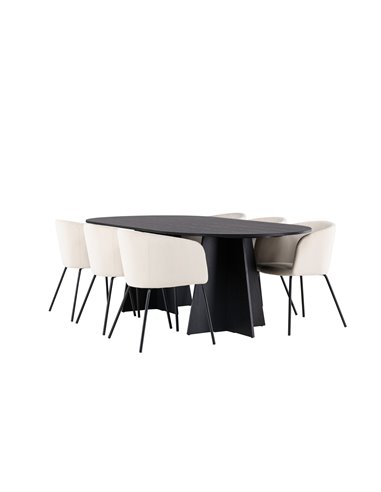Matgrupp Bootcut med Berit matstolar, 230 × 115 cm