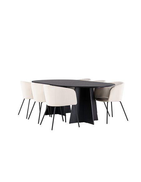 Matgrupp Bootcut med Berit matstolar, 230 × 115 cm