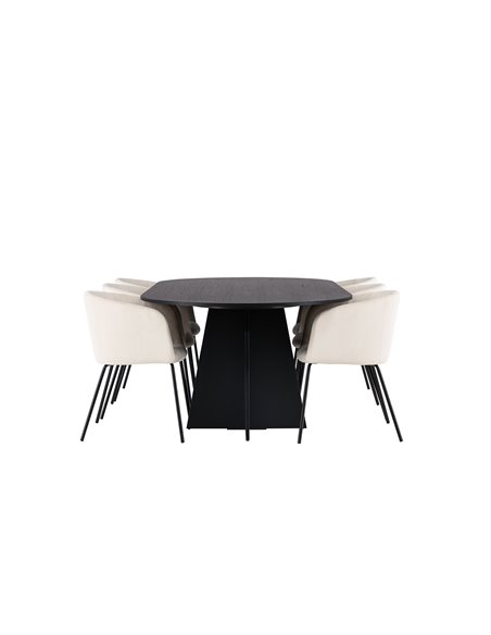 Matgrupp Bootcut med Berit matstolar, 230 × 115 cm