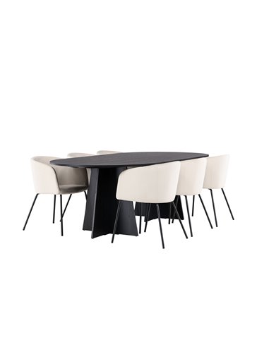 Matgrupp Bootcut med Berit matstolar, 230 × 115 cm