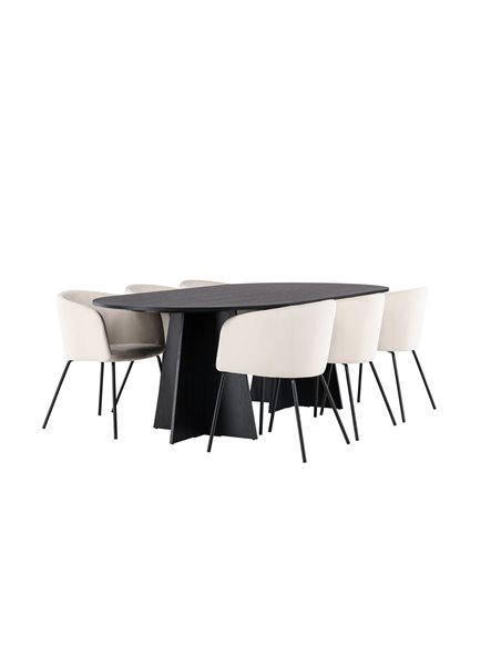 Matgrupp Bootcut med Berit matstolar, 230 × 115 cm