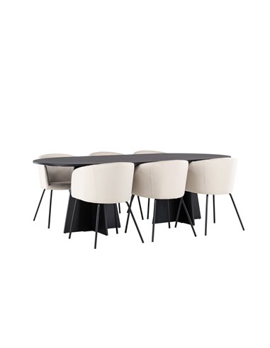 Matgrupp Bootcut med Berit matstolar, 230 × 115 cm