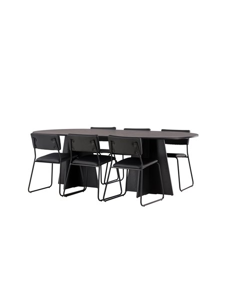 Matgrupp Bootcut med Kenth matstolar, 230 × 115 cm