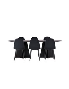 Matgrupp Bootcut med Polar matstolar, 230 × 115 cm