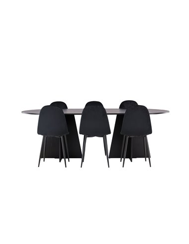 Matgrupp Bootcut med Polar matstolar, 230 × 115 cm
