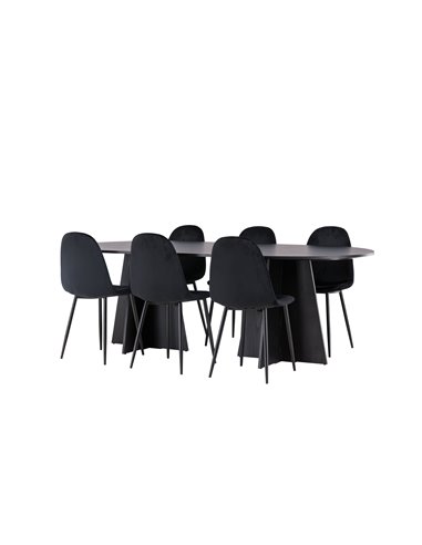 Matgrupp Bootcut med Polar matstolar, 230 × 115 cm